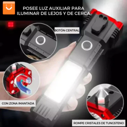 Linterna con martillo y cortador de cinturón de seguridad